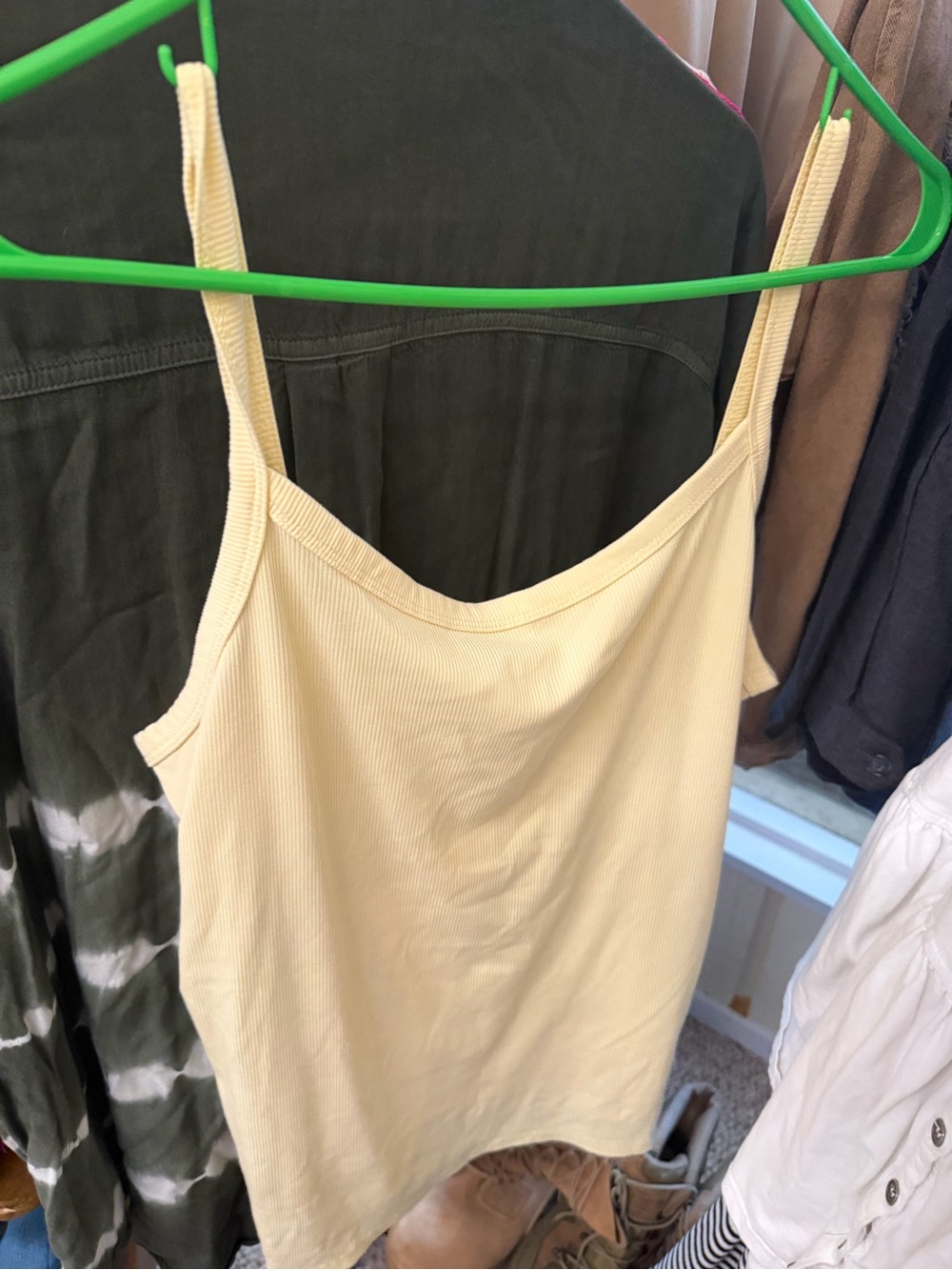 Women's Ribbed Spaghetti Strap Camisole - yellow